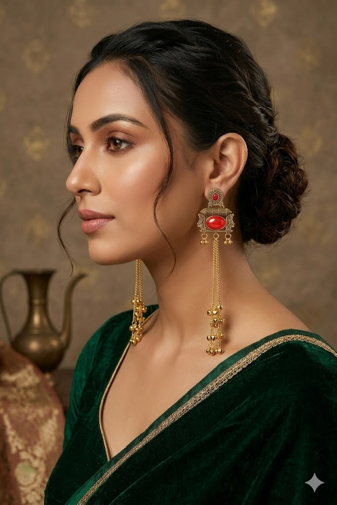 Women Ethnic Oxidised Traditional Statement Earrings for Women