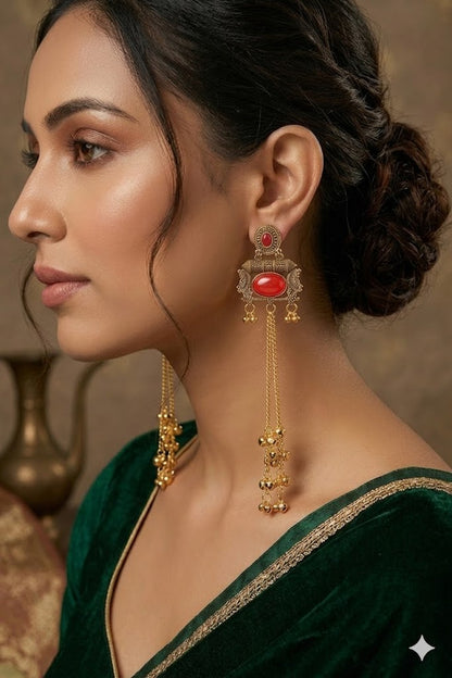 Women Ethnic Oxidised Traditional Statement Earrings for Women