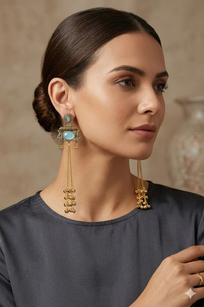 Women Ethnic Oxidised Traditional Statement Earrings for Women