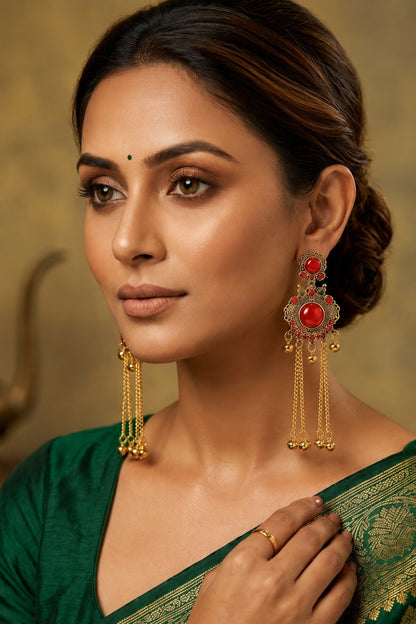 Women Ethnic Oxidised Traditional Statement Earrings for Women