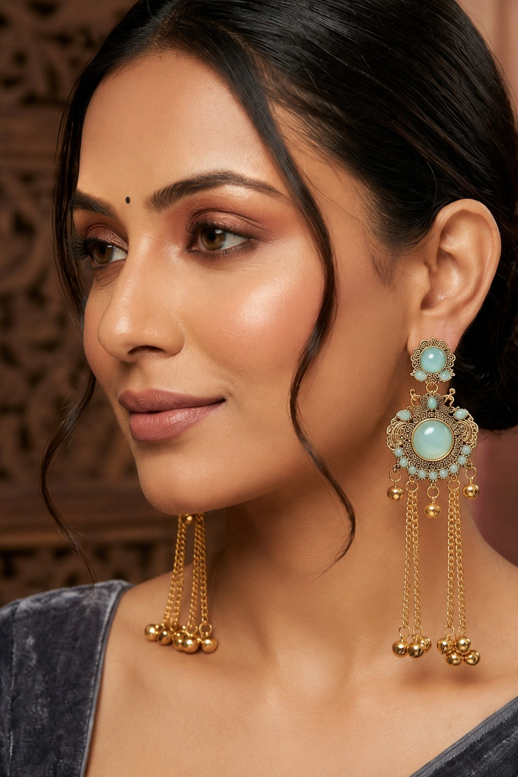 Women Ethnic Oxidised Traditional Statement Earrings for Women
