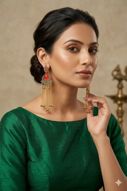 Women Ethnic Oxidised Traditional Statement Earrings for Women