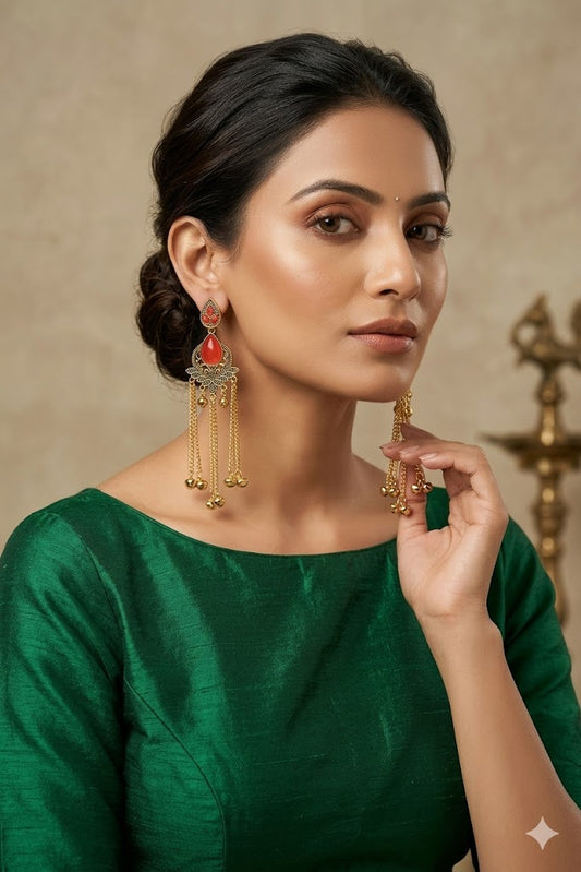 Women Ethnic Oxidised Traditional Statement Earrings for Women