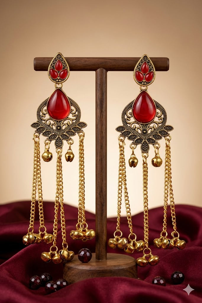 Women Ethnic Oxidised Traditional Statement Earrings for Women