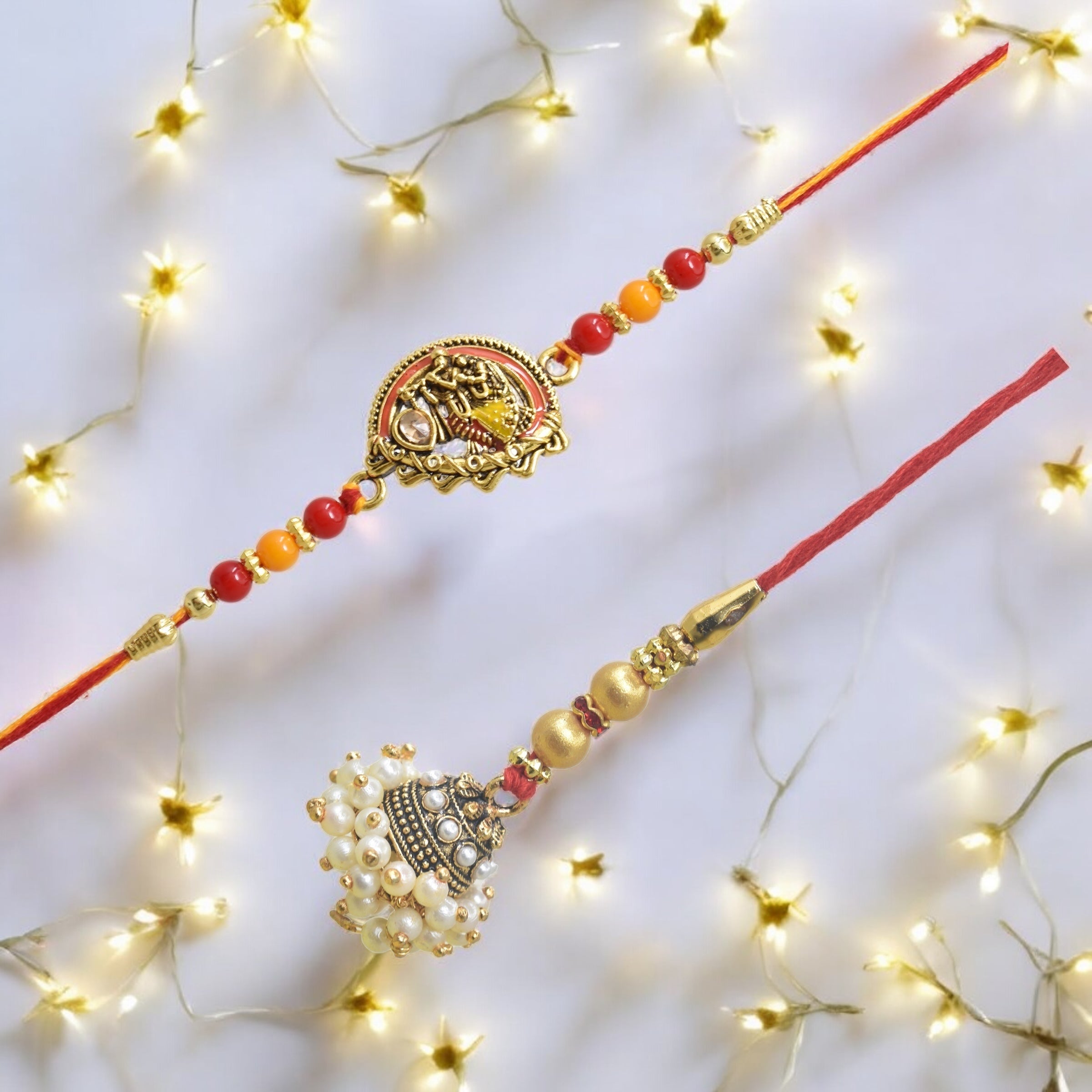 Traditional Littile Bro Design Bhaiya Bhabhi Rakhi Set ,Exquisite Set of 2 Rakhi for Brother on Raksha Bandhan