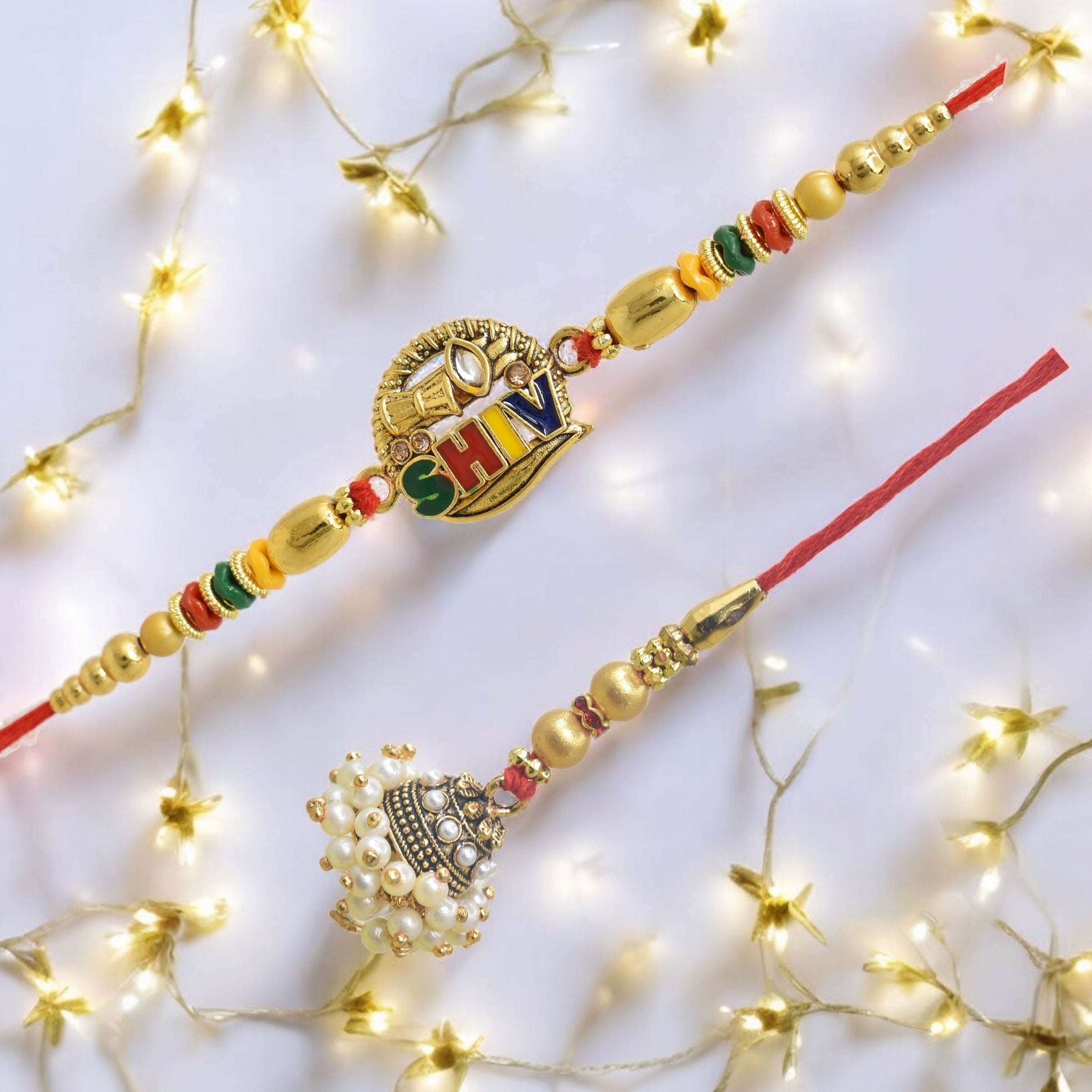 Traditional Big Brother Design Bhaiya Bhabhi Rakhi Set ,Exquisite Set of 2 Rakhi for Brother on Raksha Bandhan