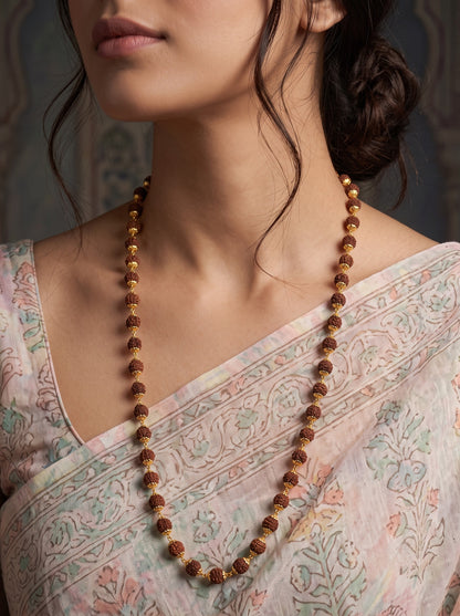 Traditional Gold-Plated 24 Inch Rudraksha Mala for Women