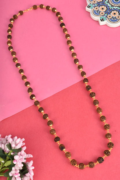 Traditional Gold-Plated 24 Inch Rudraksha Mala for Women