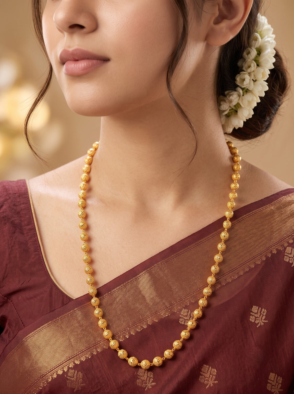 Traditional Statement Gold Plated Pearl Necklace for Women