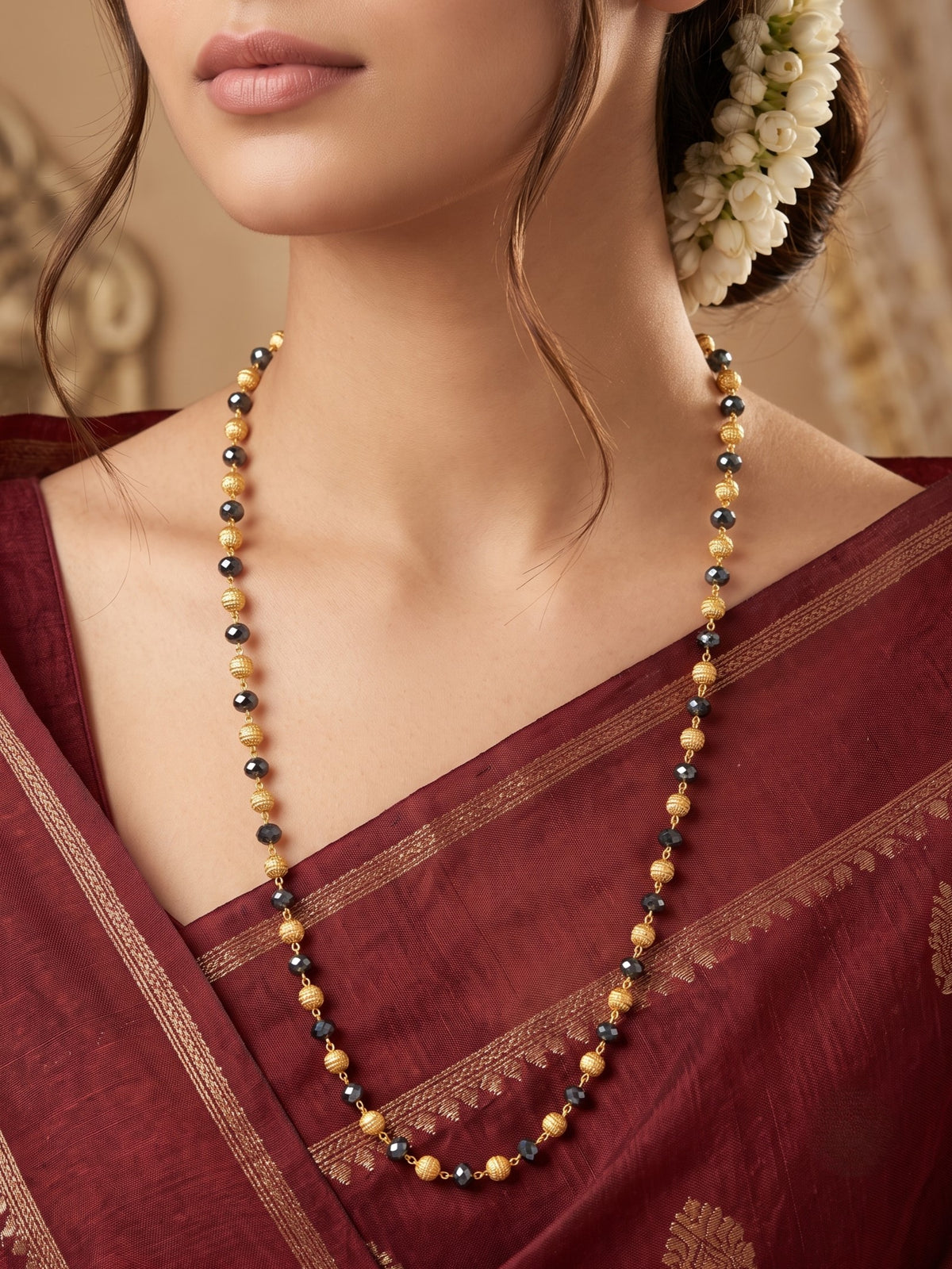 Traditional Statement Gold Plated Crystle Pearl Necklace for Women