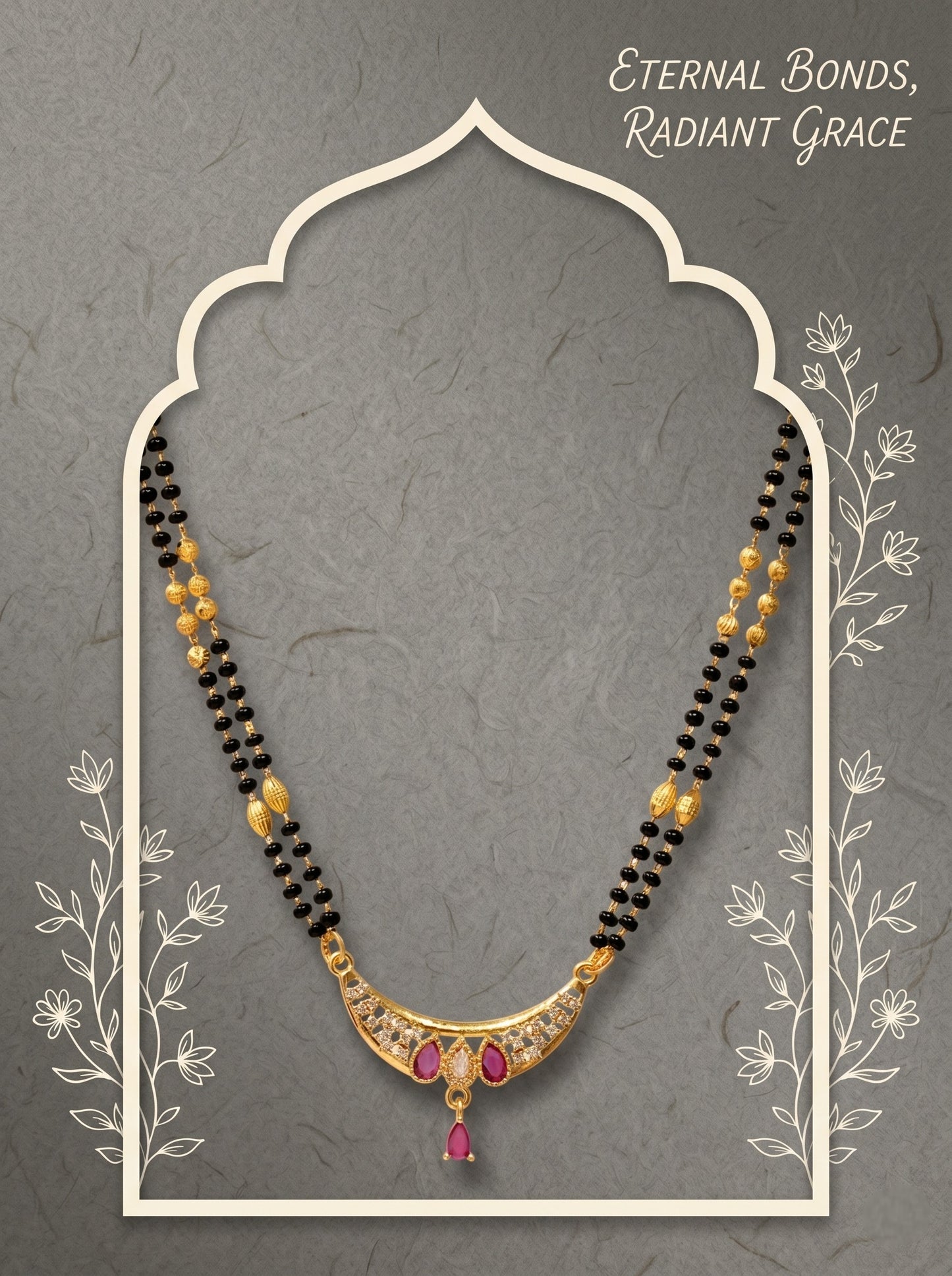 Gold-Toned Stone Studded Mangalsutra with Matching Earrings Combo Set