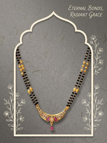 Gold-Toned Stone Studded Mangalsutra with Matching Earrings Combo Set