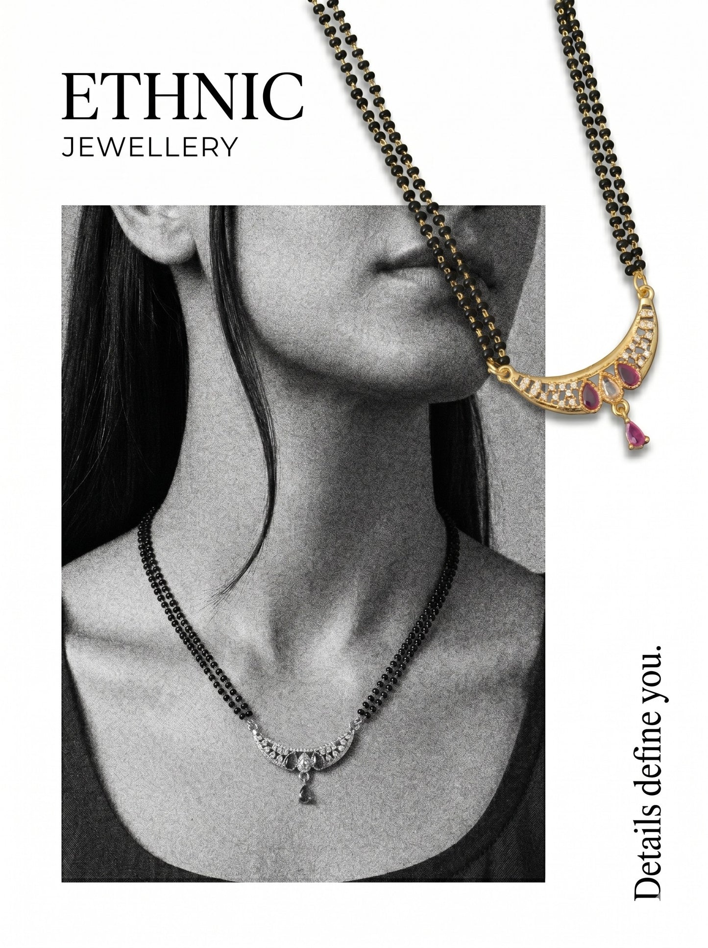 Gold-Toned Stone Studded Mangalsutra with Matching Earrings Combo Set