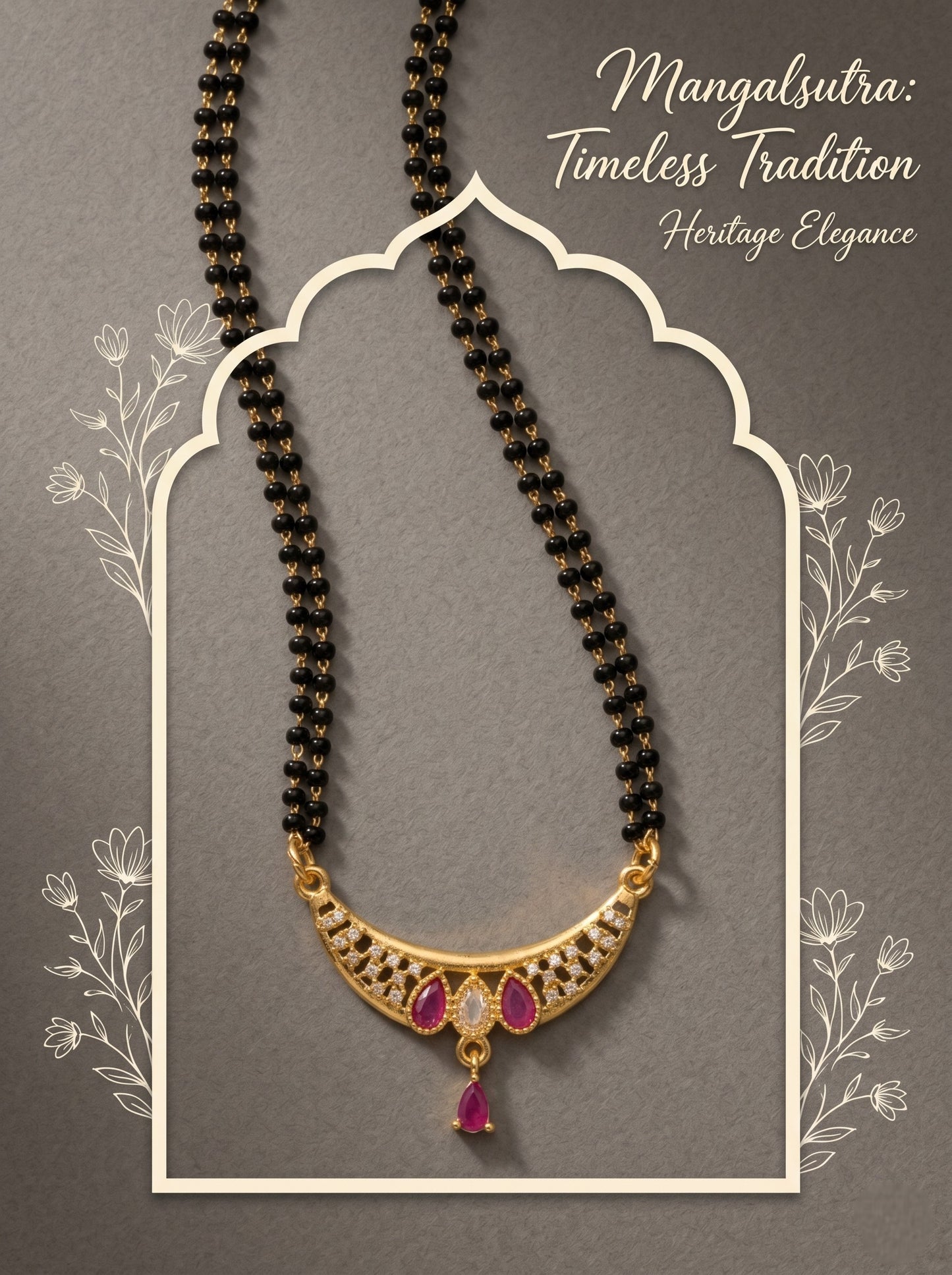 Gold-Toned Stone Studded Mangalsutra with Matching Earrings Combo Set