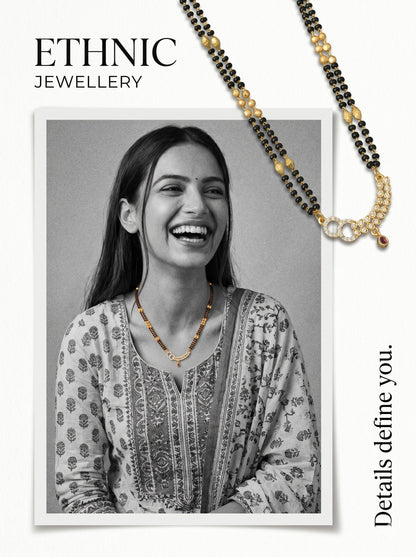 Gold-Toned Stone Studded Mangalsutra with Matching Earrings Combo Set