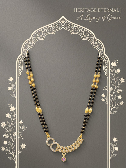Gold-Toned Stone Studded Mangalsutra with Matching Earrings Combo Set