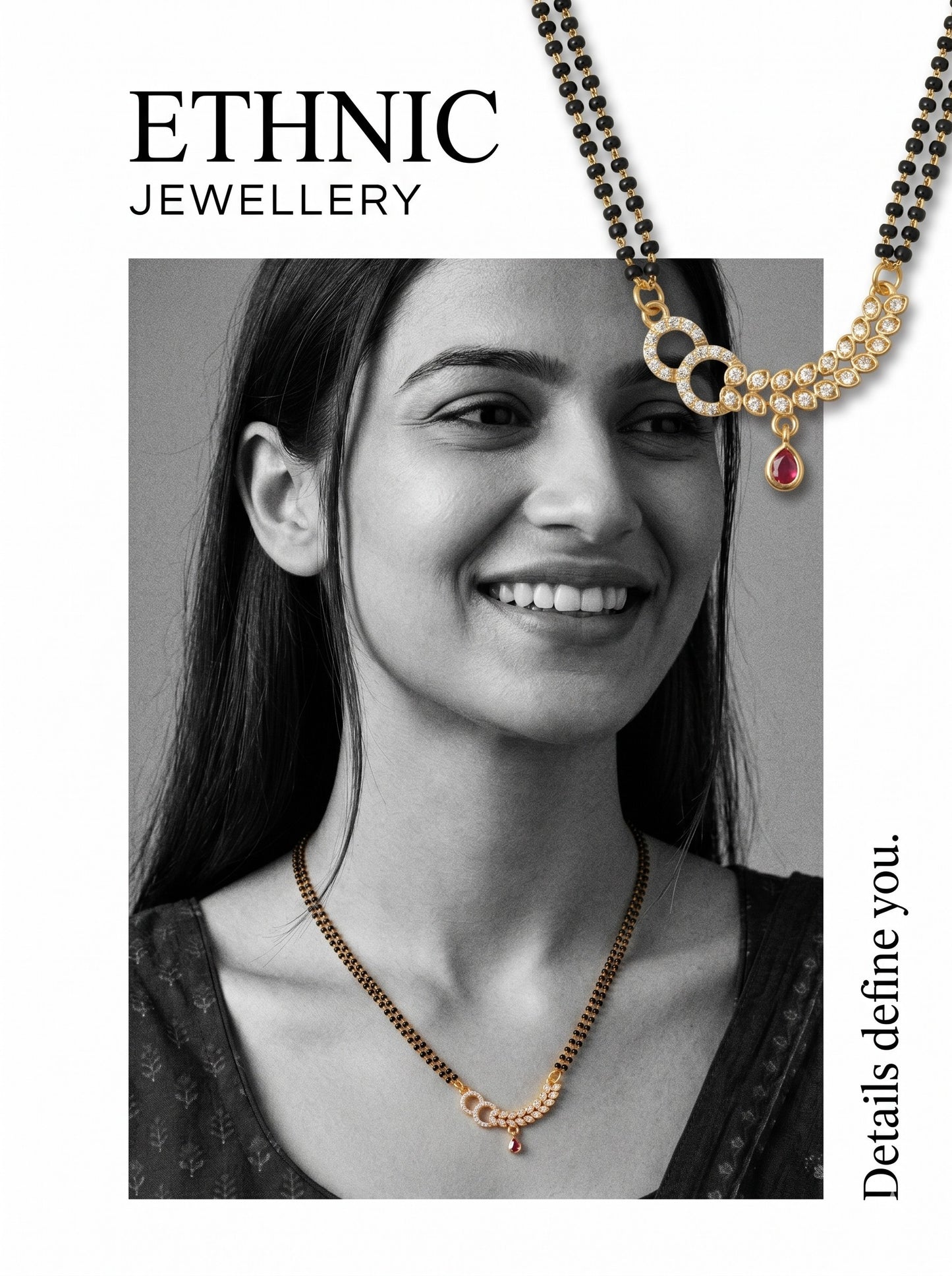 Gold-Toned Stone Studded Mangalsutra with Matching Earrings Combo Set