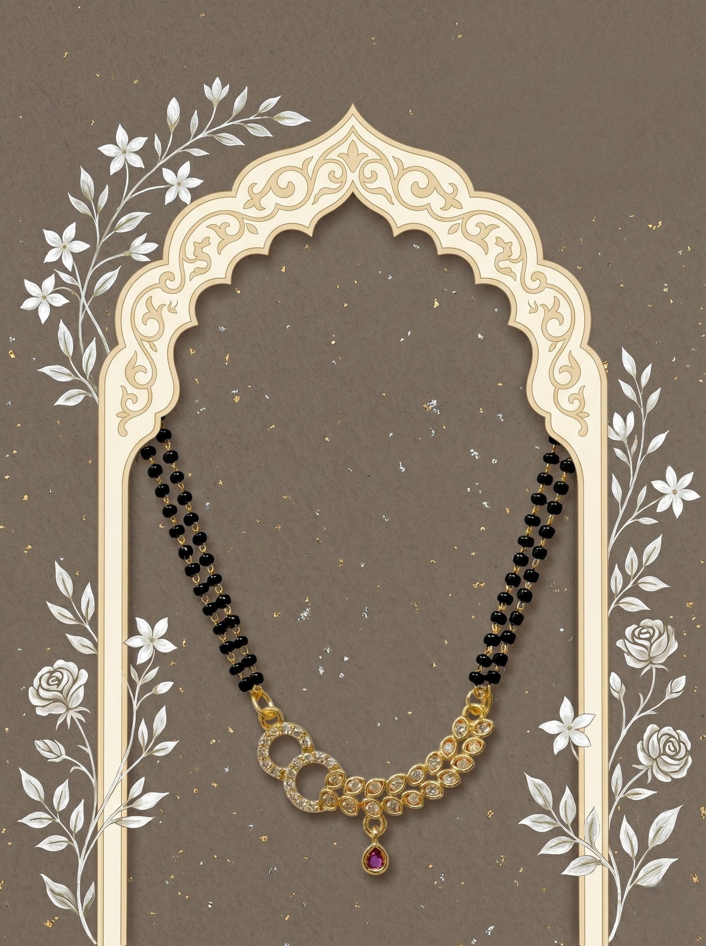 Gold-Toned Stone Studded Mangalsutra with Matching Earrings Combo Set