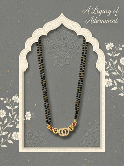 Gold-Toned Stone Studded Mangalsutra with Matching Earrings Combo Set