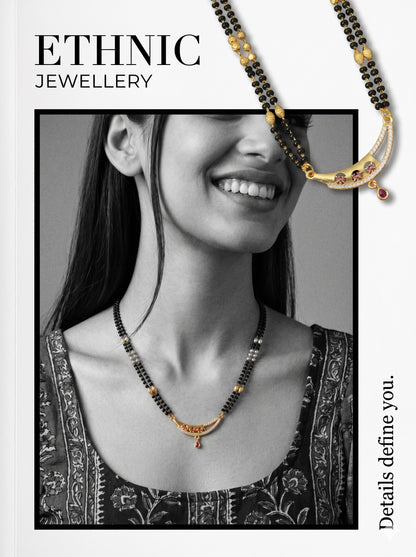 Gold-Toned Stone Studded Mangalsutra with Matching Earrings Combo Set