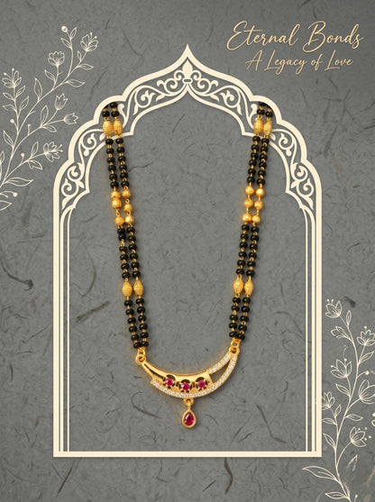 Gold-Toned Stone Studded Mangalsutra with Matching Earrings Combo Set