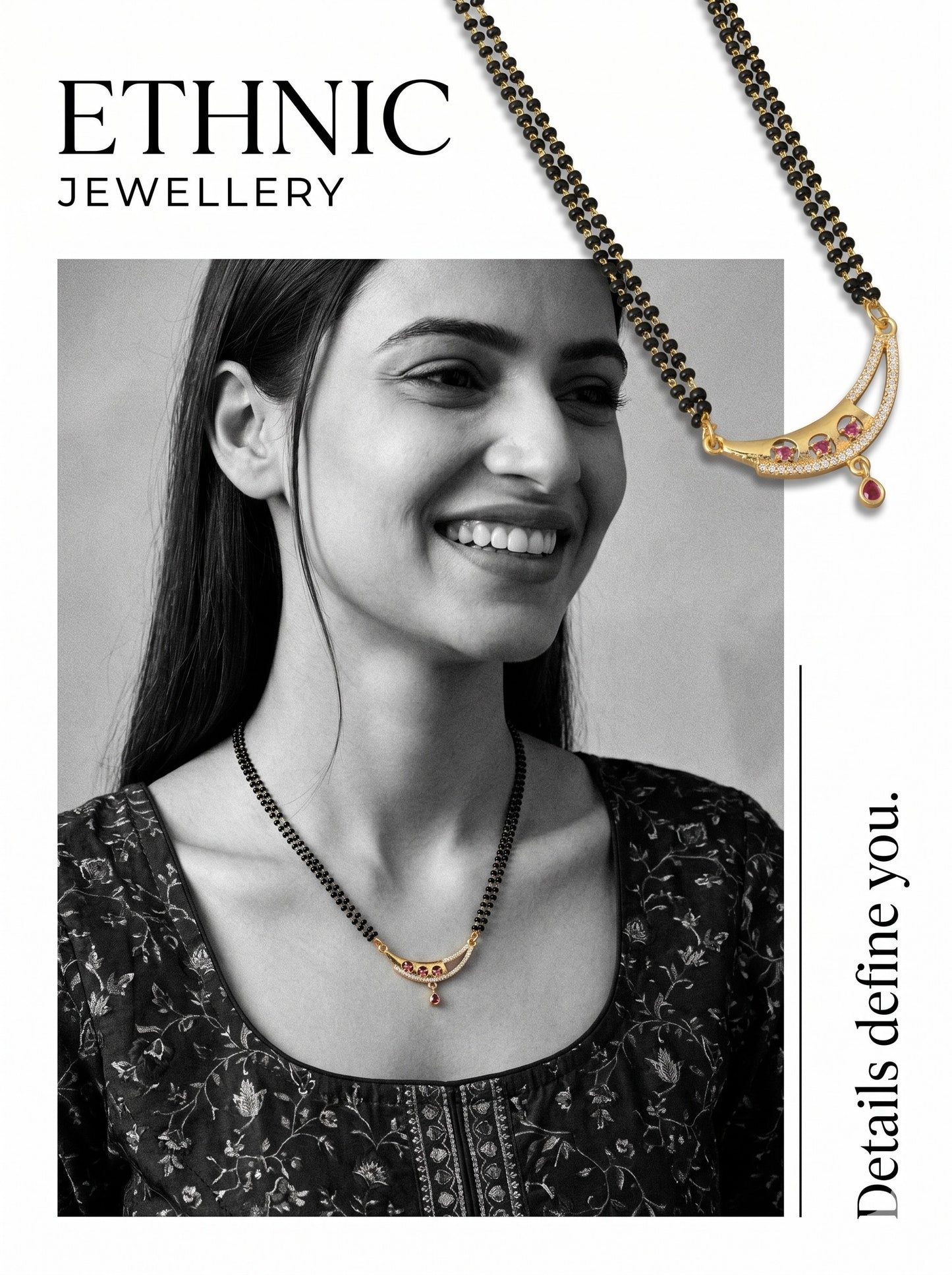 Gold-Toned Stone Studded Mangalsutra with Matching Earrings Combo Set