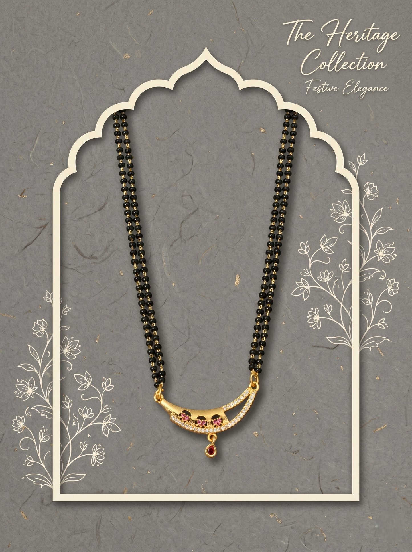 Gold-Toned Stone Studded Mangalsutra with Matching Earrings Combo Set