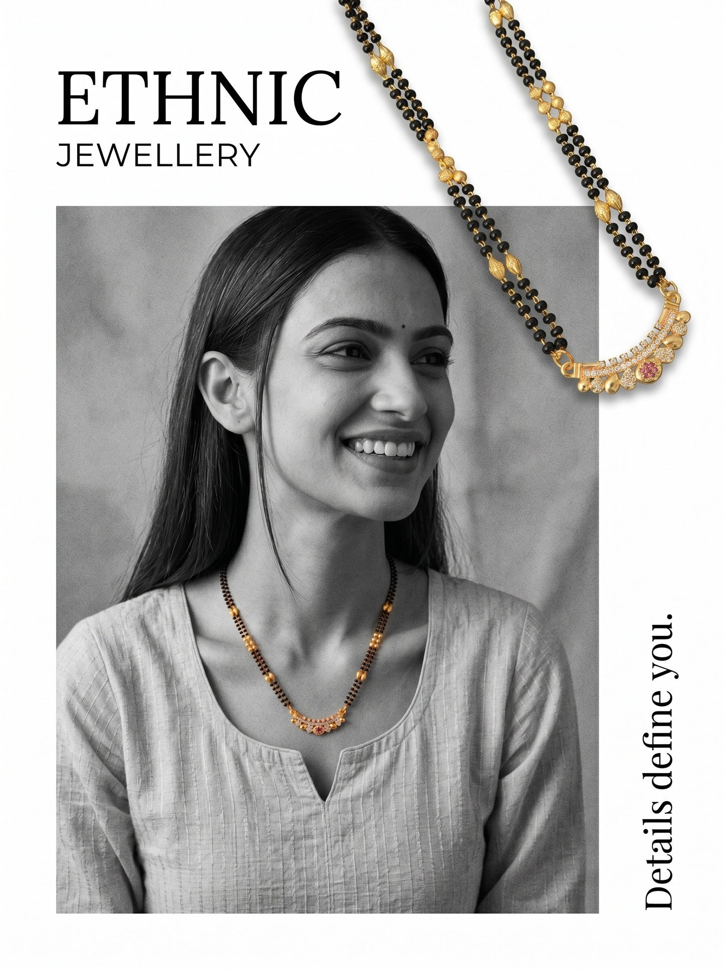 Gold-Toned Stone Studded Mangalsutra with Matching Earrings Combo Set