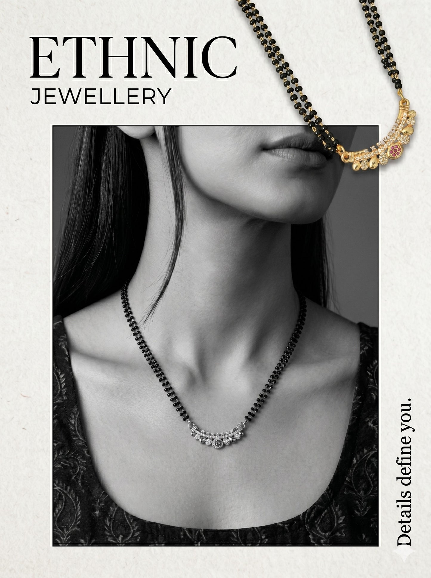 Gold-Toned Stone Studded Mangalsutra with Matching Earrings Combo Set