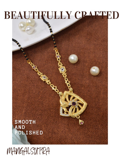 Meira Jewellery Traditional Mangalsutra for Women, Black Beads Chain with Pendant, Gold Plated Mangalsutra Necklace, Ethnic, Stylish Anniversary, Wedding, Festive Mangalsutra Jewellery for Women-06