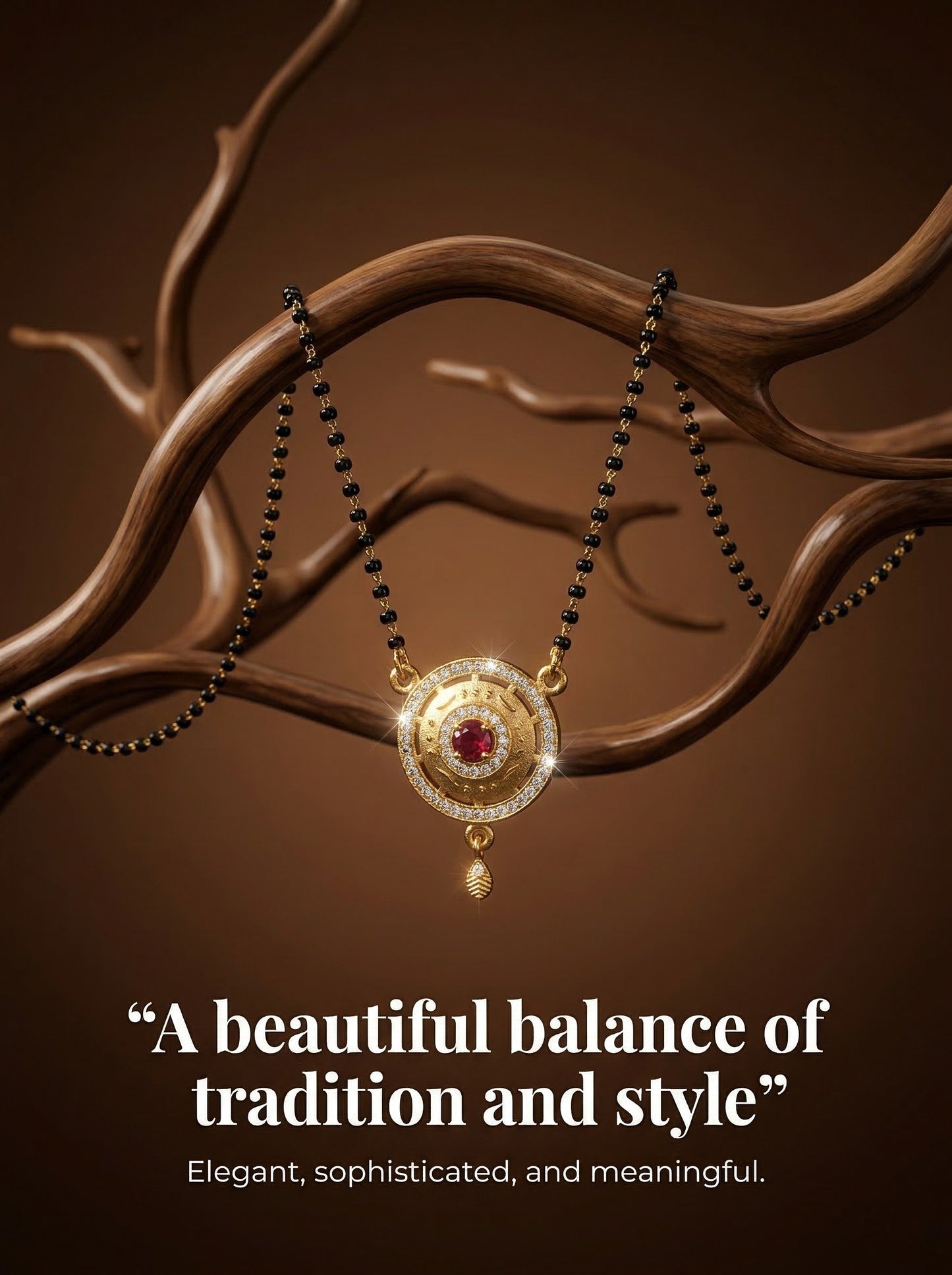 Meira Jewellery Traditional Mangalsutra for Women, Black Beads Chain with Pendant, Gold Plated Mangalsutra Necklace, Ethnic, Stylish Anniversary, Wedding, Festive Mangalsutra Jewellery for Women-10