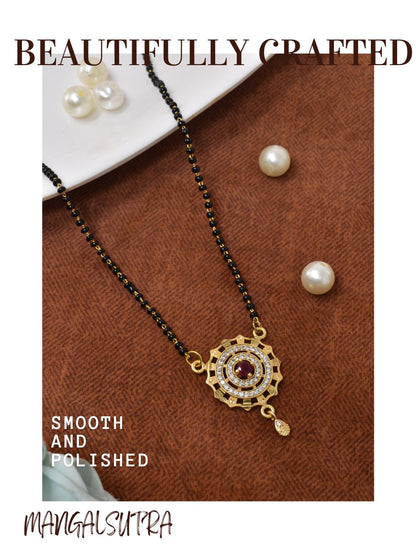 Meira Jewellery Traditional Mangalsutra for Women, Black Beads Chain with Pendant, Gold Plated Mangalsutra Necklace, Ethnic, Stylish Anniversary, Wedding, Festive Mangalsutra Jewellery for Women-14