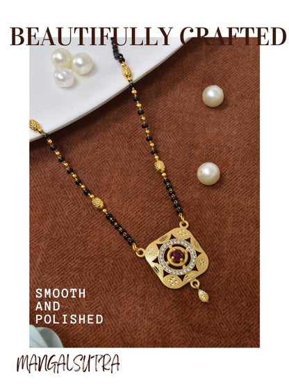 Meira Jewellery Traditional Mangalsutra for Women, Black Beads Chain with Pendant, Gold Plated Mangalsutra Necklace, Ethnic, Stylish Anniversary, Wedding, Festive Mangalsutra Jewellery for Women-16