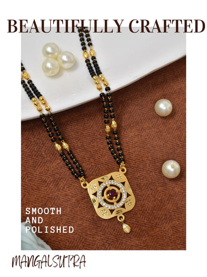 Meira Jewellery Traditional Mangalsutra for Women, Black Beads Chain with Pendant, Gold Plated Mangalsutra Necklace, Ethnic, Stylish Anniversary, Wedding, Festive Mangalsutra Jewellery for Women-17