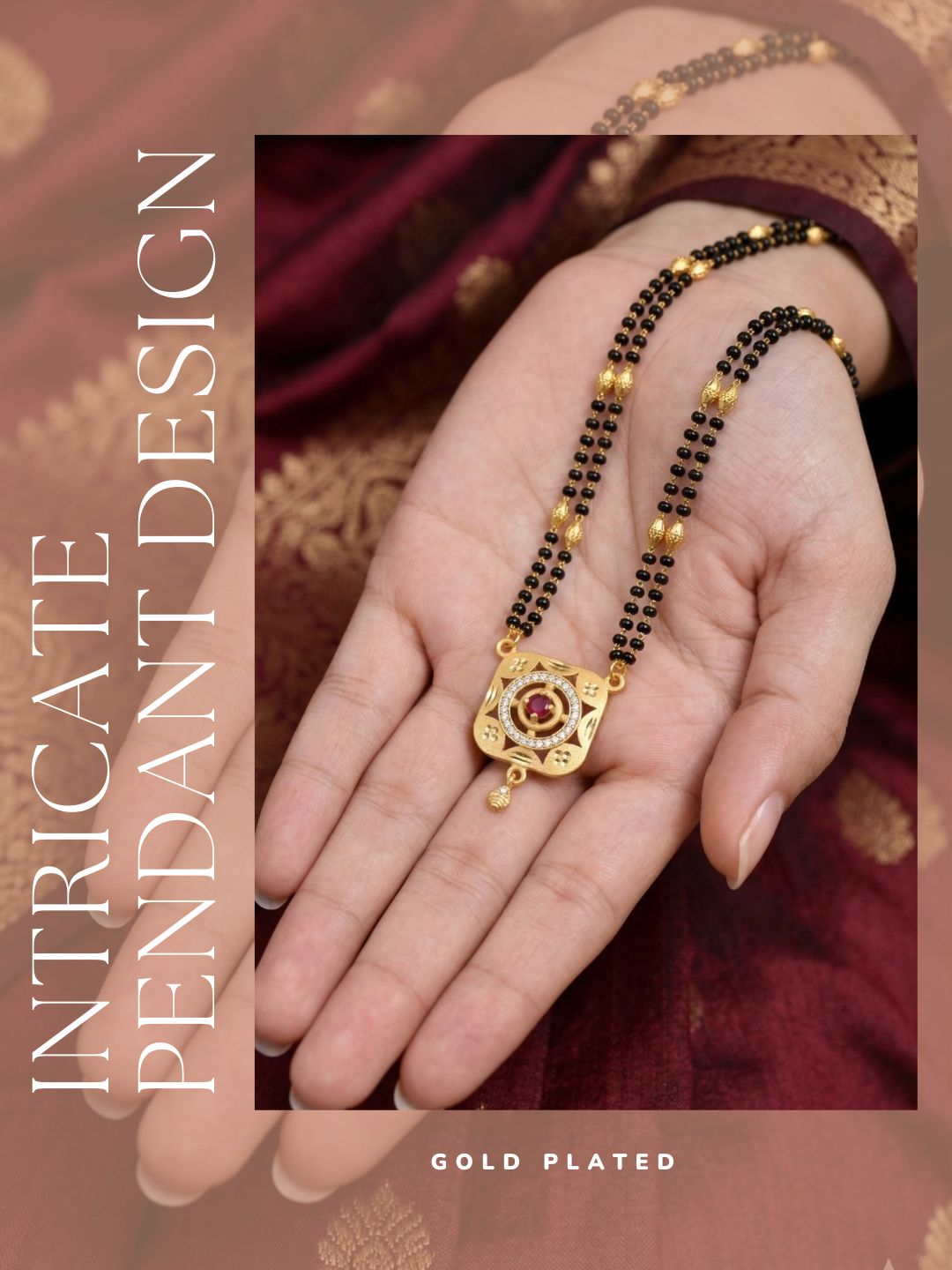 Meira Jewellery Traditional Mangalsutra for Women, Black Beads Chain with Pendant, Gold Plated Mangalsutra Necklace, Ethnic, Stylish Anniversary, Wedding, Festive Mangalsutra Jewellery for Women-17
