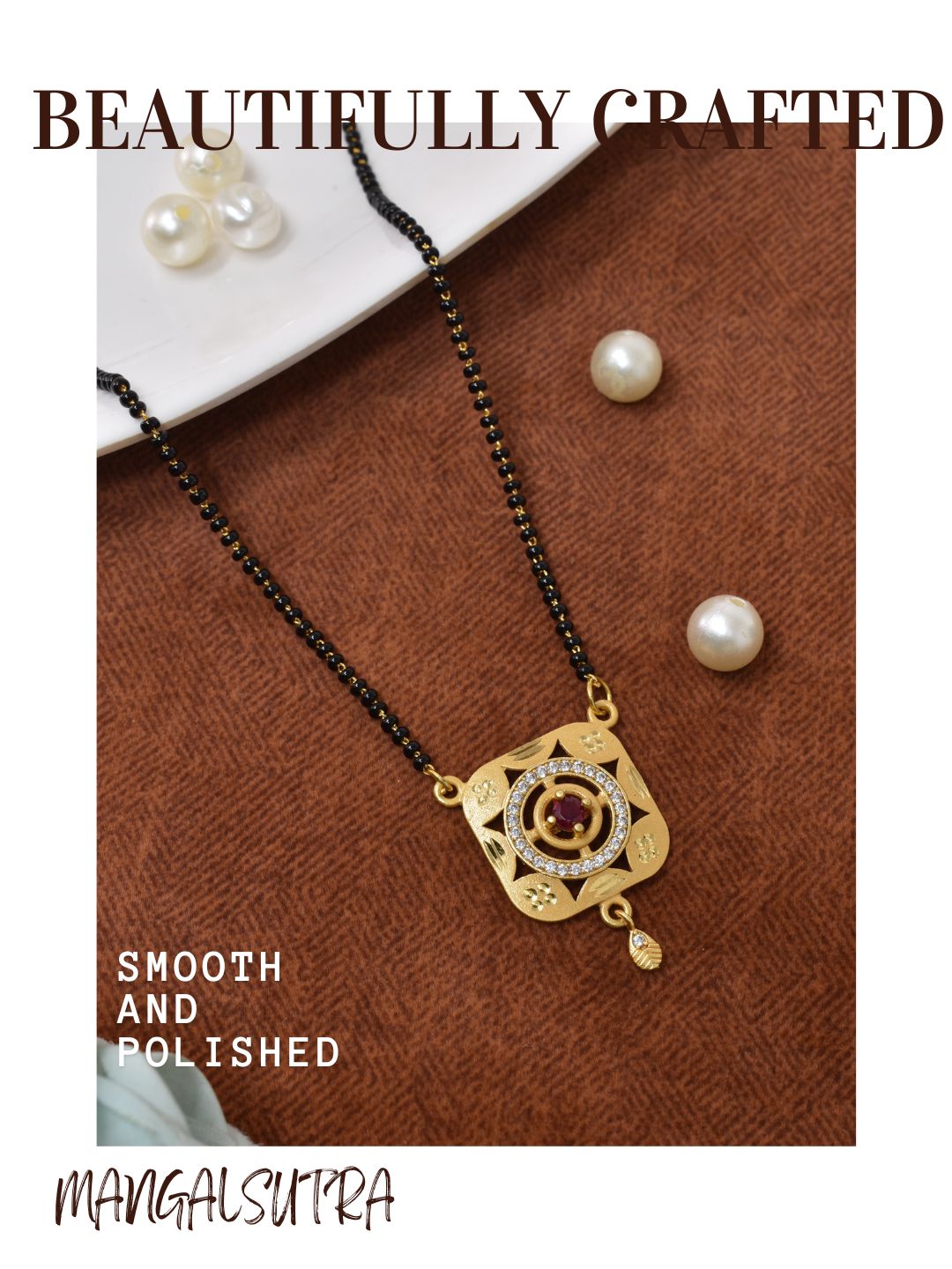 Meira Jewellery Traditional Mangalsutra for Women, Black Beads Chain with Pendant, Gold Plated Mangalsutra Necklace, Ethnic, Stylish Anniversary, Wedding, Festive Mangalsutra Jewellery for Women-18