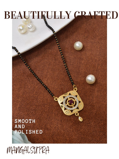 Meira Jewellery Traditional Mangalsutra for Women, Black Beads Chain with Pendant, Gold Plated Mangalsutra Necklace, Ethnic, Stylish Anniversary, Wedding, Festive Mangalsutra Jewellery for Women-18
