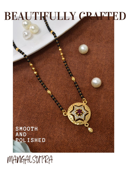 Meira Jewellery Traditional Mangalsutra for Women, Black Beads Chain with Pendant, Gold Plated Mangalsutra Necklace, Ethnic, Stylish Anniversary, Wedding, Festive Mangalsutra Jewellery for Women-19