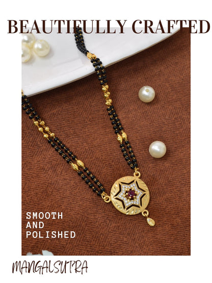 Meira Jewellery Traditional Mangalsutra for Women, Black Beads Chain with Pendant, Gold Plated Mangalsutra Necklace, Ethnic, Stylish Anniversary, Wedding, Festive Mangalsutra Jewellery for Women-21