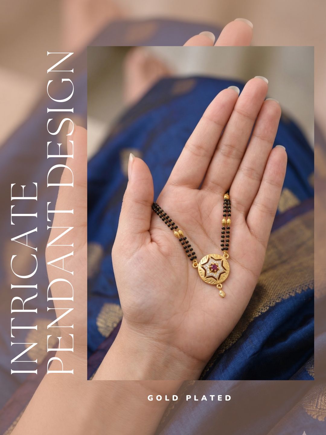 Meira Jewellery Traditional Mangalsutra for Women, Black Beads Chain with Pendant, Gold Plated Mangalsutra Necklace, Ethnic, Stylish Anniversary, Wedding, Festive Mangalsutra Jewellery for Women-21