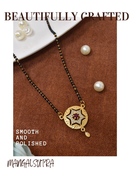 Meira Jewellery Traditional Mangalsutra for Women, Black Beads Chain with Pendant, Gold Plated Mangalsutra Necklace, Ethnic, Stylish Anniversary, Wedding, Festive Mangalsutra Jewellery for Women-22