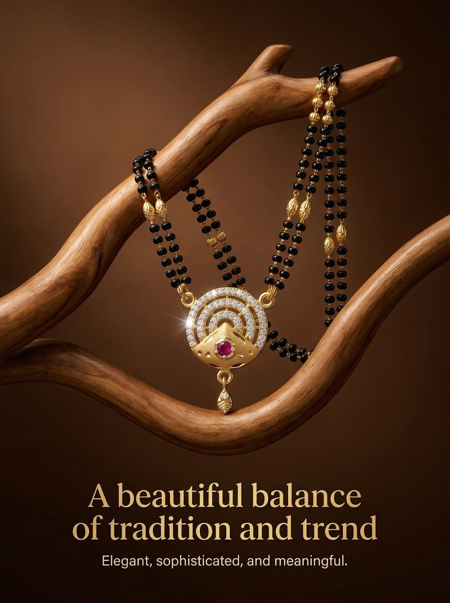 Meira Jewellery Traditional Mangalsutra for Women, Black Beads Chain with Pendant, Gold Plated Mangalsutra Necklace, Ethnic, Stylish Anniversary, Wedding, Festive Mangalsutra Jewellery for Women-25