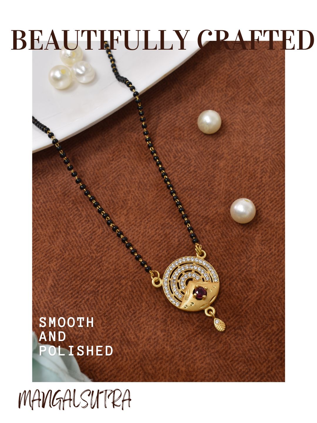 Meira Jewellery Traditional Mangalsutra for Women, Black Beads Chain with Pendant, Gold Plated Mangalsutra Necklace, Ethnic, Stylish Anniversary, Wedding, Festive Mangalsutra Jewellery for Women-26