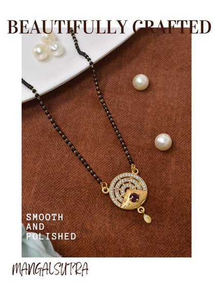 Meira Jewellery Traditional Mangalsutra for Women, Black Beads Chain with Pendant, Gold Plated Mangalsutra Necklace, Ethnic, Stylish Anniversary, Wedding, Festive Mangalsutra Jewellery for Women-26