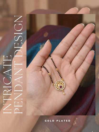 Meira Jewellery Traditional Mangalsutra for Women, Black Beads Chain with Pendant, Gold Plated Mangalsutra Necklace, Ethnic, Stylish Anniversary, Wedding, Festive Mangalsutra Jewellery for Women-27