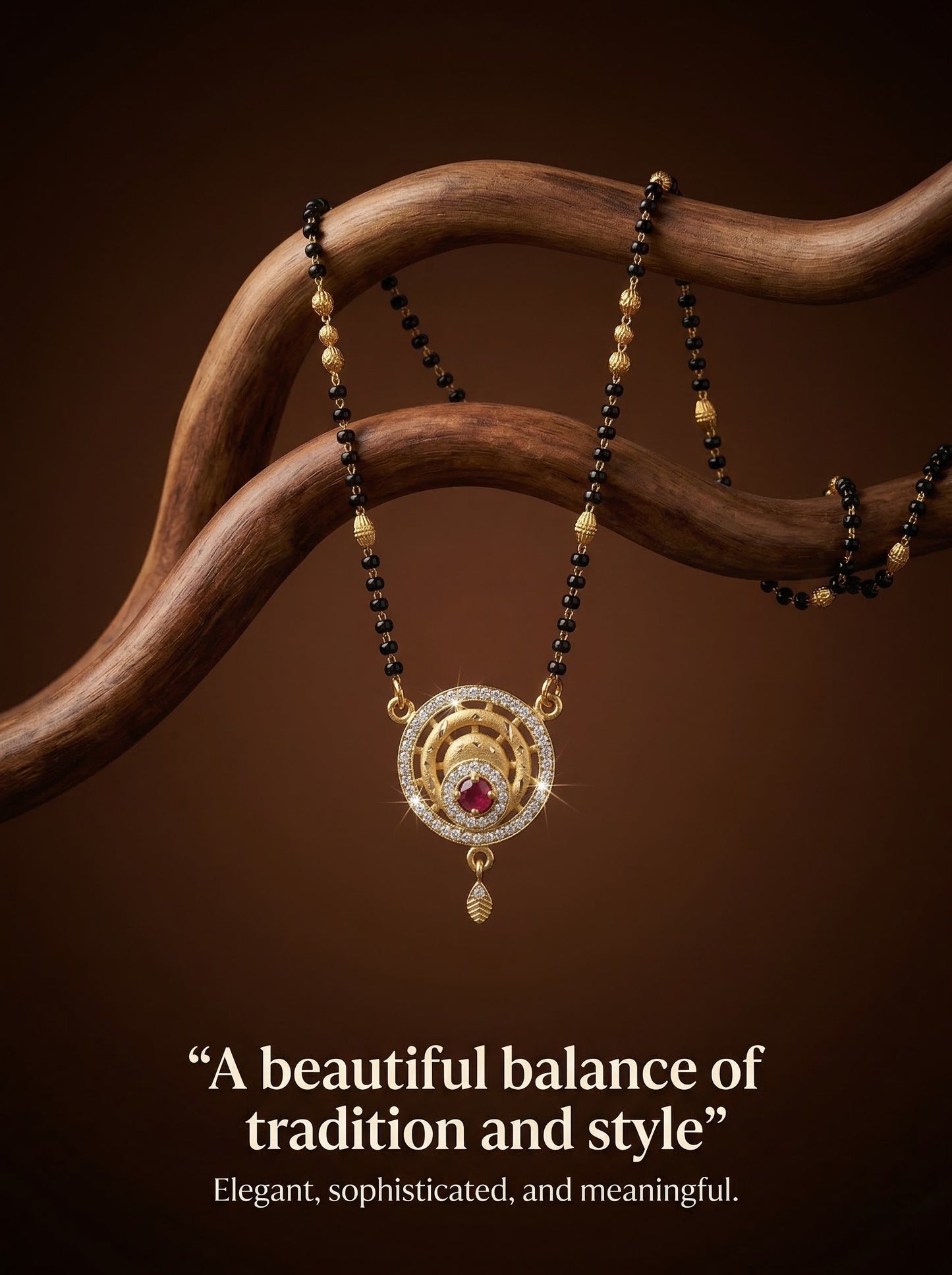 Meira Jewellery Traditional Mangalsutra for Women, Black Beads Chain with Pendant, Gold Plated Mangalsutra Necklace, Ethnic, Stylish Anniversary, Wedding, Festive Mangalsutra Jewellery for Women-27