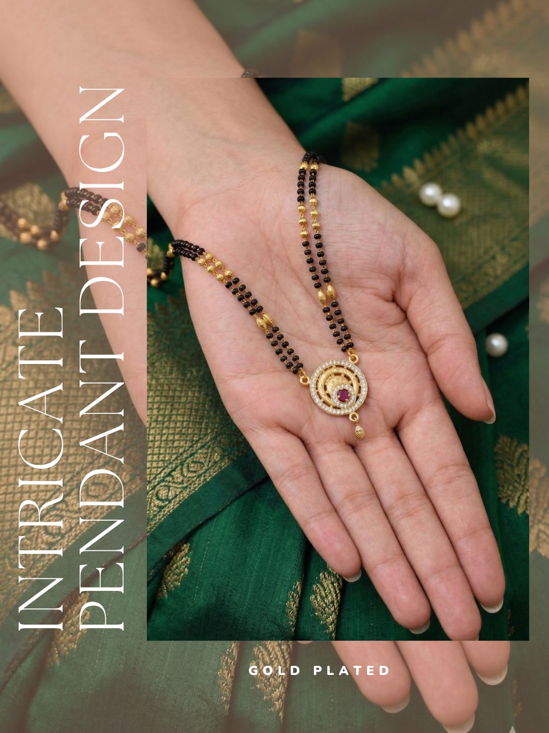 Meira Jewellery Traditional Mangalsutra for Women, Black Beads Chain with Pendant, Gold Plated Mangalsutra Necklace, Ethnic, Stylish Anniversary, Wedding, Festive Mangalsutra Jewellery for Women-29