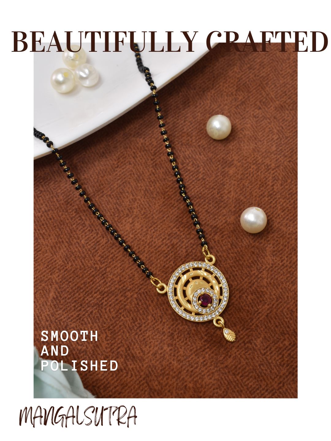 Meira Jewellery Traditional Mangalsutra for Women, Black Beads Chain with Pendant, Gold Plated Mangalsutra Necklace, Ethnic, Stylish Anniversary, Wedding, Festive Mangalsutra Jewellery for Women-30