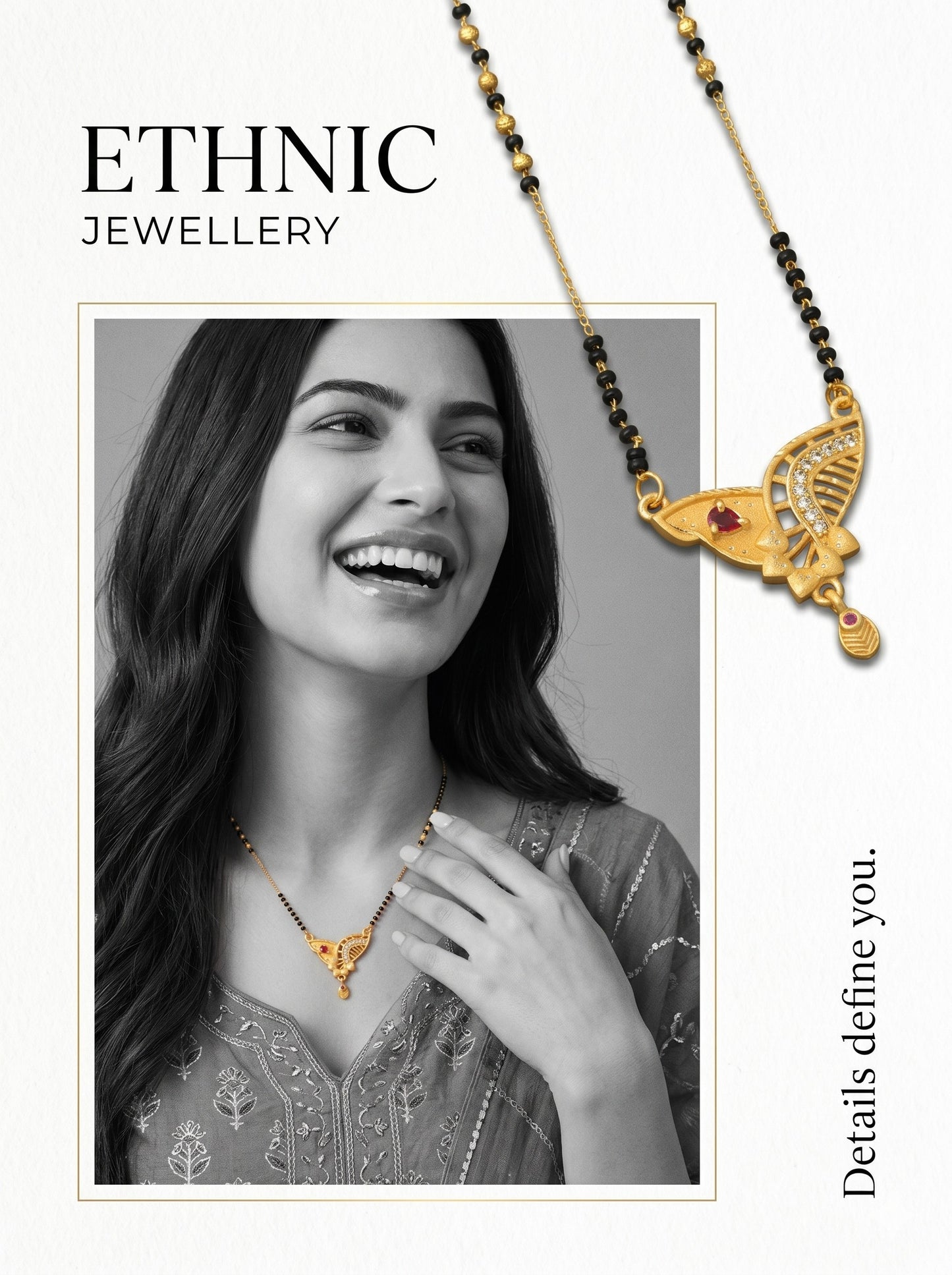 Gold-Toned Stone Studded Mangalsutra with Matching Earrings Combo Set
