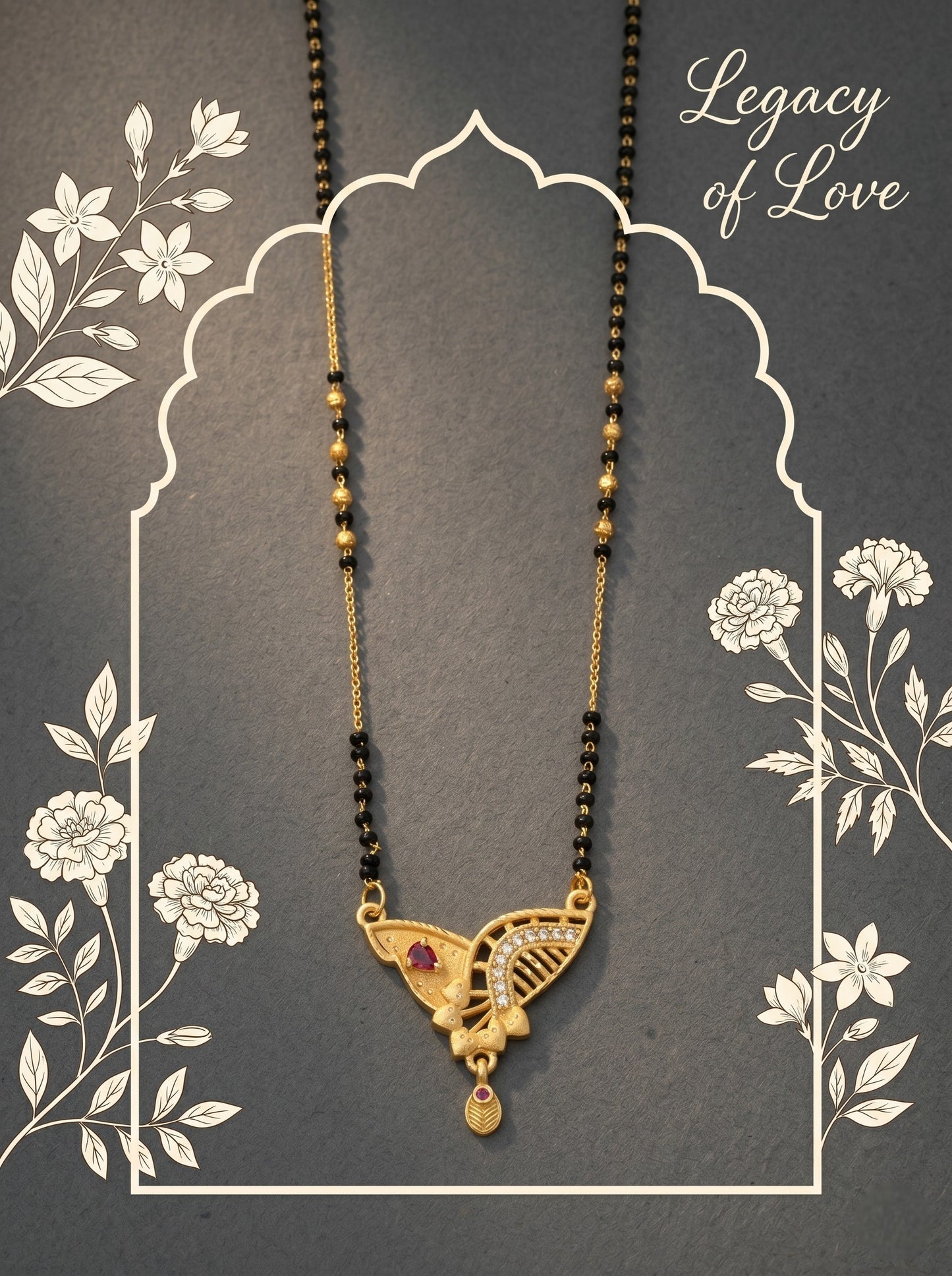 Gold-Toned Stone Studded Mangalsutra with Matching Earrings Combo Set